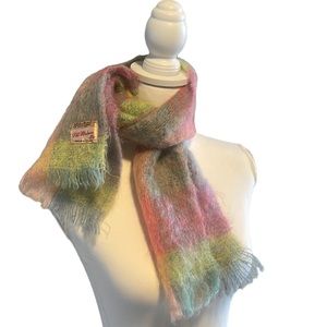 Vintage All Mohair Pile Pastels Soft Fringed Scarf Made In Scotland 🏴󠁧󠁢󠁳󠁣󠁴󠁿